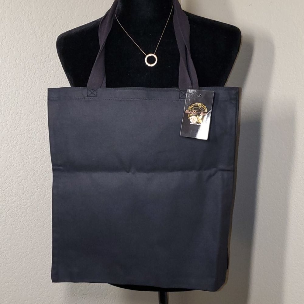 Black Canvas Puppy Dog Tote Bag - Picture 3 of 9